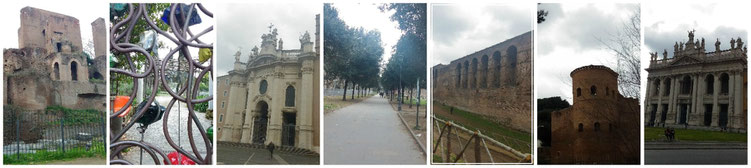 Piazza Vittorio Emanuele II, Portale di entrata agli orti di Santa Croce, Santa Croce in Gerusalemme, le mura Aureliane, San Giovanni in Laterano