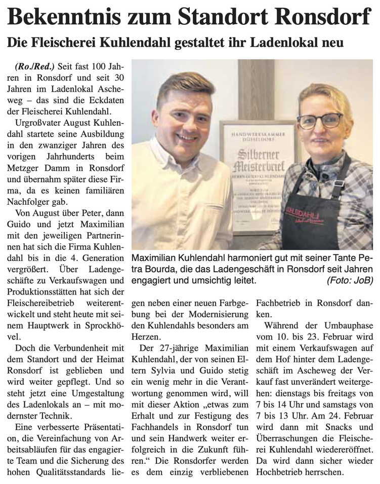 Artikel im Ronsdorfer Sonntagsblatt - KW5 01.02.2026