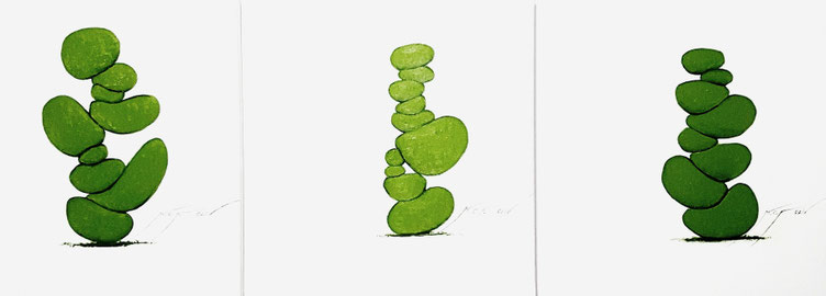 Piedras trío - óleo y acrílico sobre lienzo.