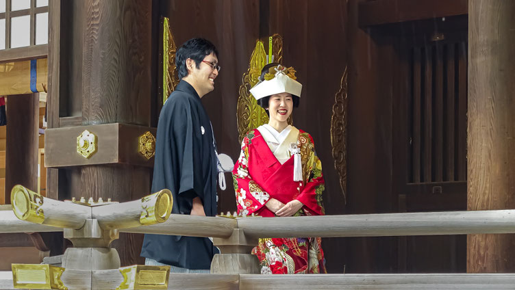 Couple de mariés japonais, Meiji-Jingu, quartier de Harajuku