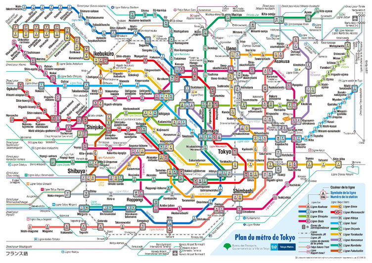 Plan du métro de Tokyo, Japon