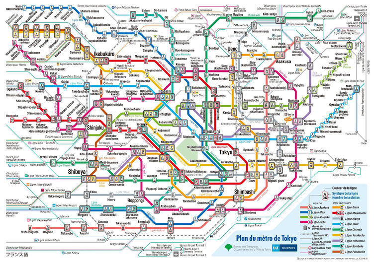 Plan du métro de Tokyo, Japon