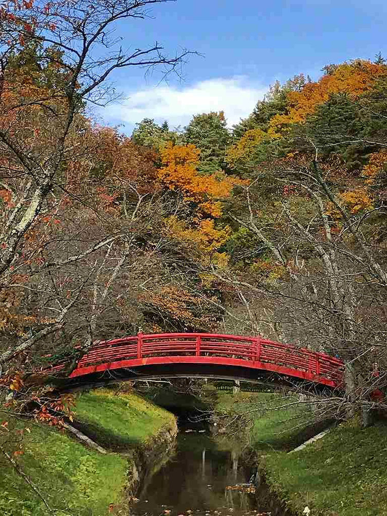 「松明あかし」でも有名な翠ヶ丘公園は紅葉が美しい
