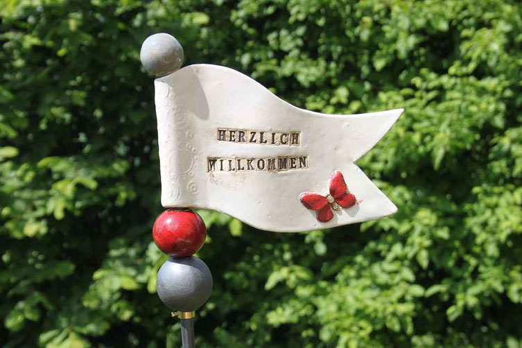 Schild Herzlich Willkommen Keramik Ton Töpfern