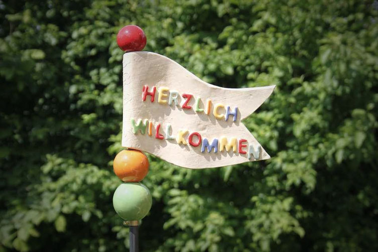 Schild Herzlich Willkommen Keramik Ton Töpfern