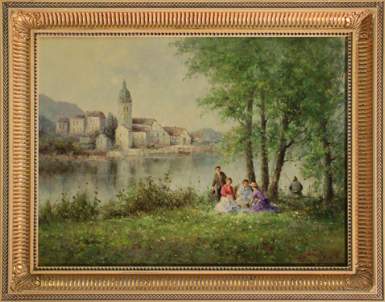 "Picknick am Fluss", 80 cm x 60 cm