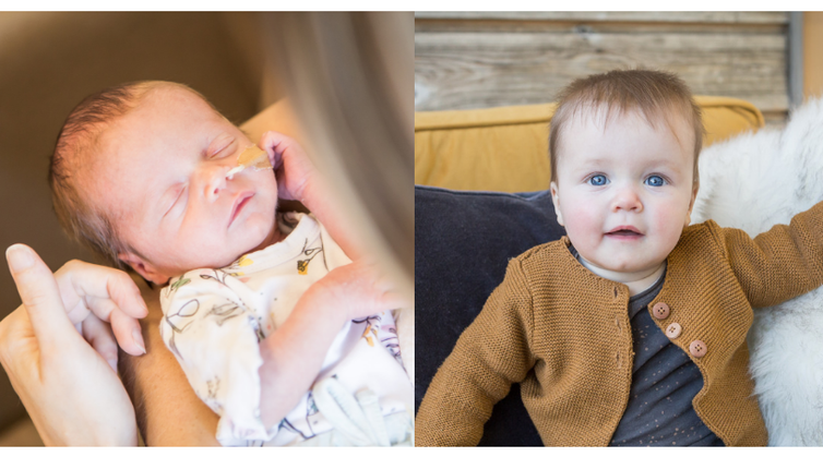 Links kleine Emilie in mei 2018, rechts Emilie in januari 2019!