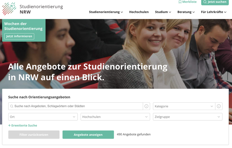 Screenshot Header Bild Studienorientierung NRW