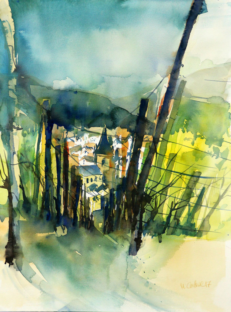 In den Weinbergen, (Aquarell), 60 x 45 cm