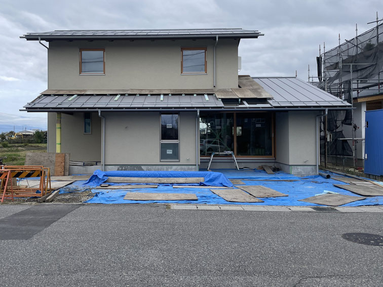 長野県　松本市　安曇野市　建築設計事務所　建築家　news設計室　丸山和男　住宅設計　設計監理　島内の家Ⅲ　足場撤去