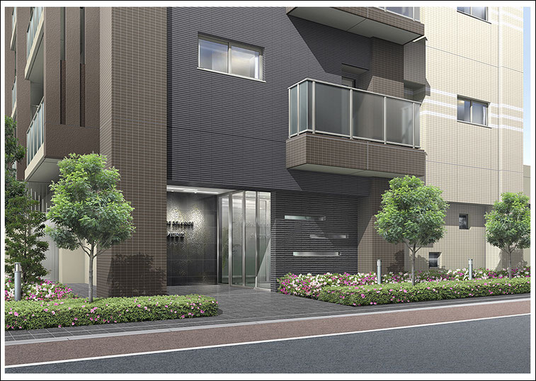 マンションエントランスパース　apartment entrance image rendering