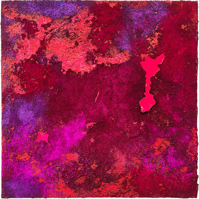 "The Pink" 2024    100 x 100 Acrylfarbe, Sand und Pigment auf Leinwand