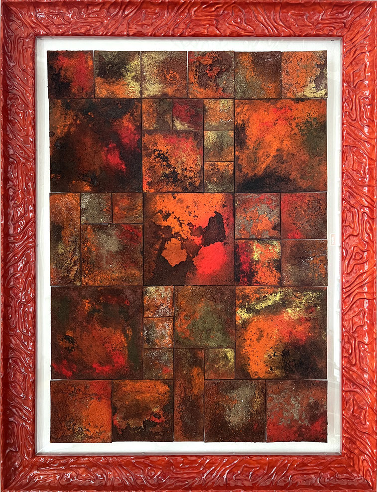 "Afrika" 2025    156 x 120 Acrylfarbe, Sand und Pigment Leinwandkarton-Puzzle auf Acrylplatte, gerahmt 