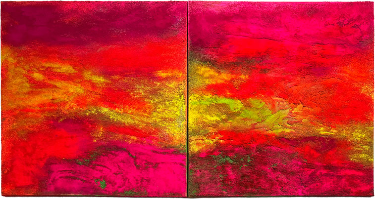 "Twins" 2024 130 x 260 Acrylfarbe mit Sand und Pigment auf Leinwand