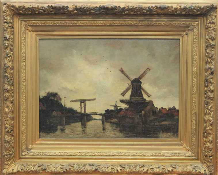te_koop_aangeboden_een_schilderij_met_molen_en_brug_van_de_franse_kunstschilder_marcel_georges_mignot_1891-1975
