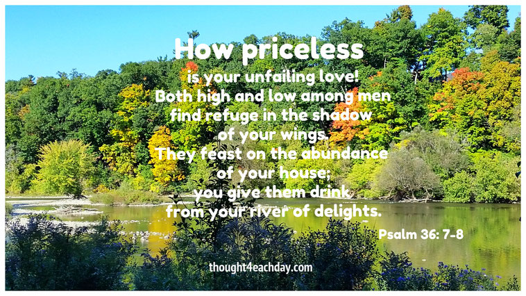 O Lord, how priceless is your unfailing love... Psalm 36:7-8