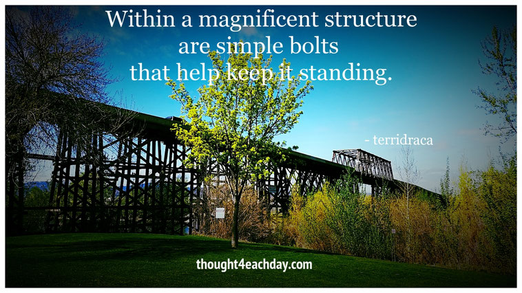 Within a magnificent structure are simple bolts that help keep it standing.  ~terridraca