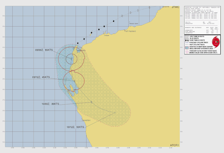 Track map of tropical cyclone Mitchell. 09 February 2026. From JTWC.