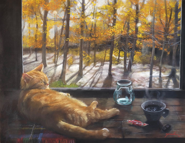 「秋のアトリエ」648×500mm　パステル・アクリル ￥462,000(税込)