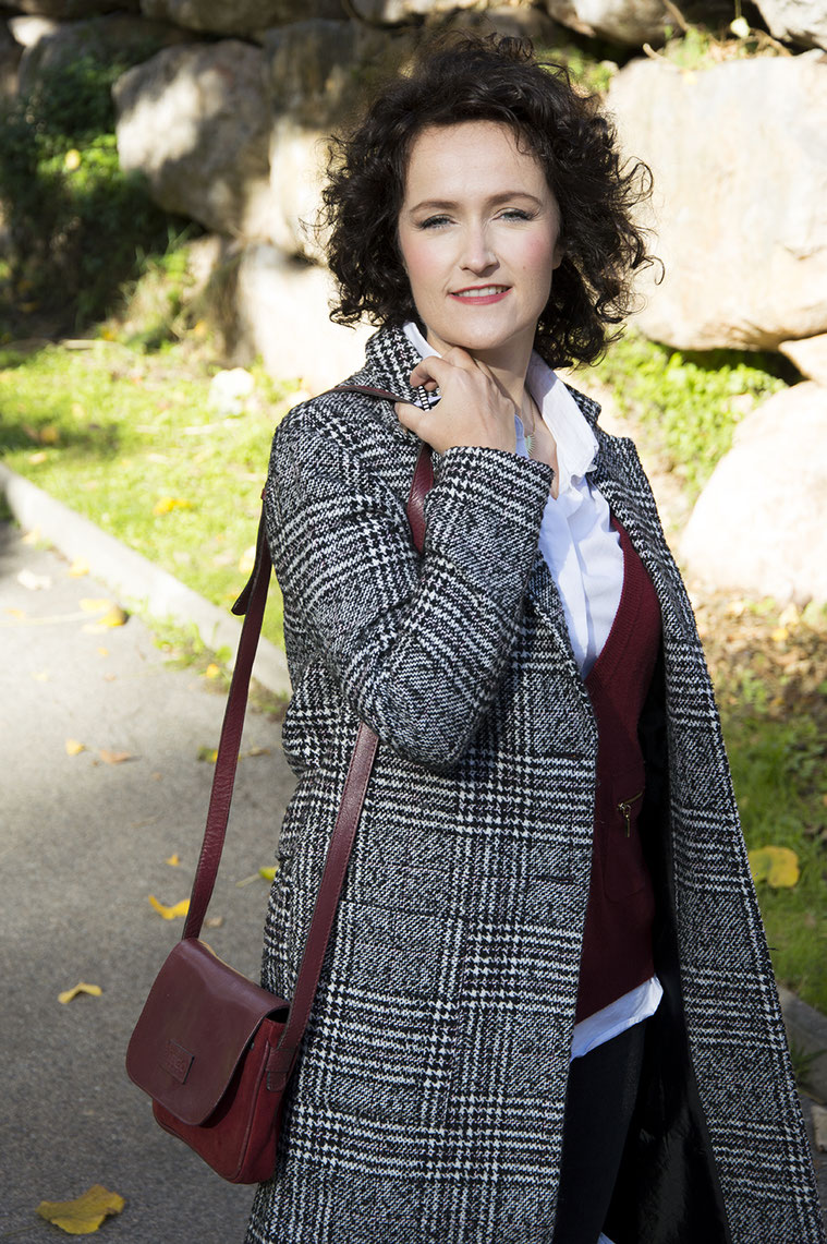 Veste longue femme carreaux sale