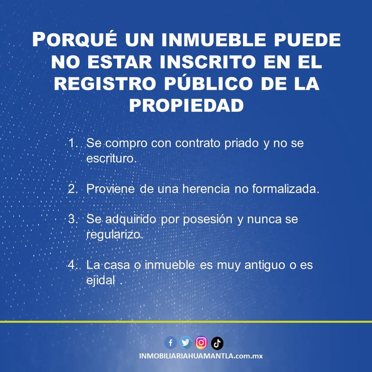 Por qué un inmueble puede no estar inscrito en el Registro Publico de la Propiedad
