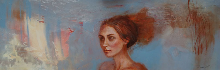 Ins Licht 40x120 cm Acryl, Öl