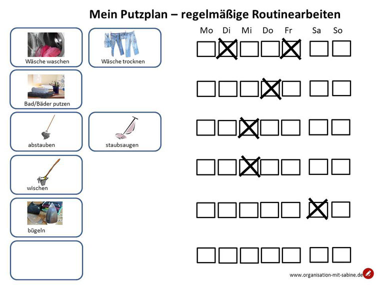 Putzplan nach einfachen Routineaufgaben im Haushalt zum Download