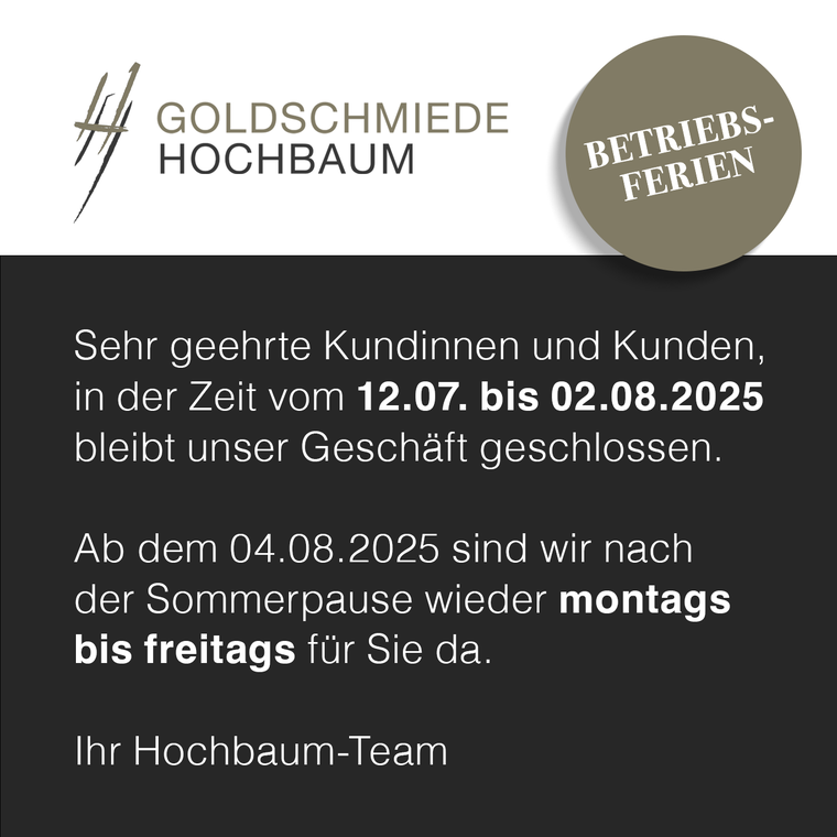 Sehr geehrte Kundinnen und Kunden, an den kommenden Samstagen  bleibt unser Geschäft geschlossen.   Wir informieren erneut dazu, wenn  Sie uns wieder zu den gewohnten  Öffnungszeiten erreichen.  Ihr Hochbaum-Team.
