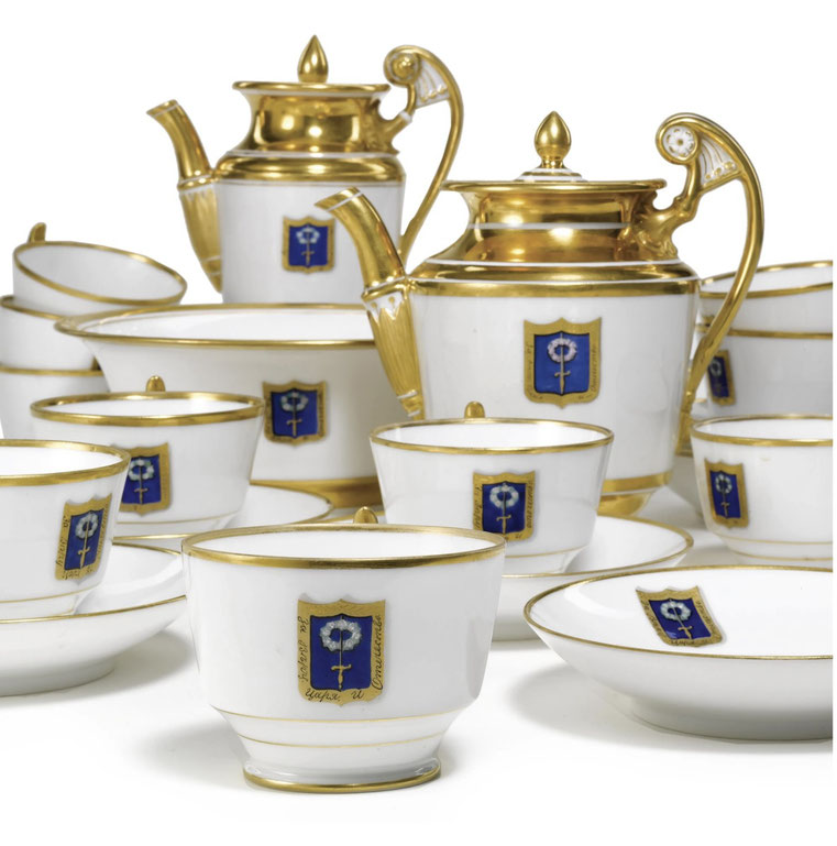Porzellan Teeservice aus Russland aus Alexandria Anwesen Imperial Porzellan Manufaktur aus der Zeit Nicholas 1
