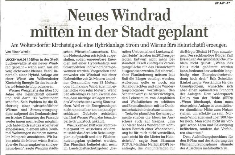 Artikel aus der MAZ vom 17.1.2014