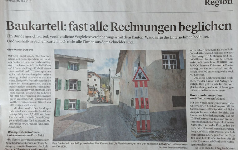 Baukartell. Foffa Conrad-Gruppe. Fast alle Rechnungen bezahlt.