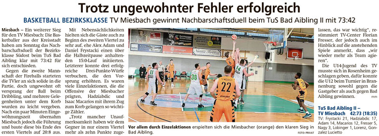 Bericht im Miesbacher Merkur am 30. Januar 2024 - Zum Vergrößern klicken
