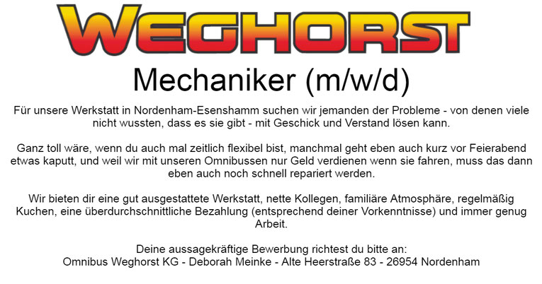 Stellenanzeige Mechaniker (m/w/d)
