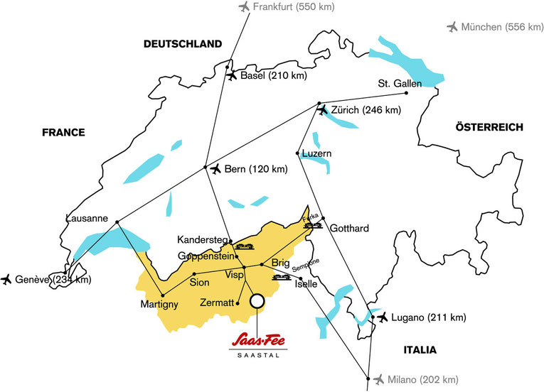 Anreise nach Saas-Fee / Saastal