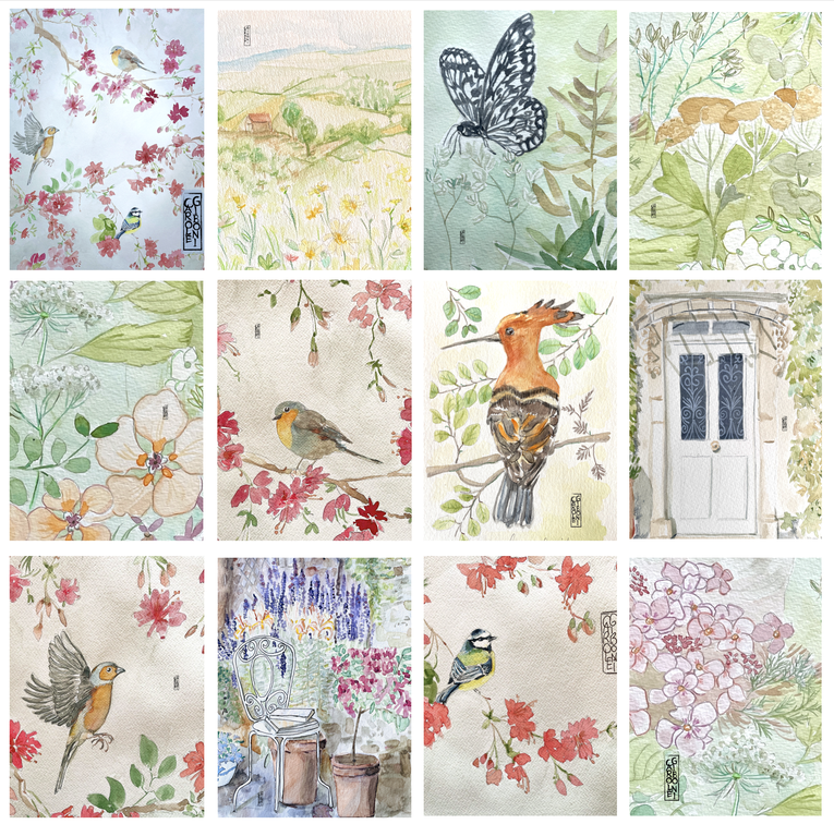 carole giboni calendar calendart 2026 aquarelles illustrations artiste peintre brionnais calendrier nature oiseaux 