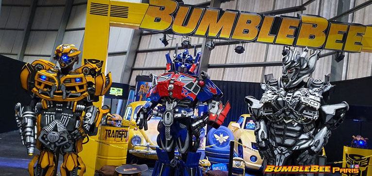 les robots transformers bumblebee , optimus prime et megatron pour vos animations  , animation transformers , robot transformers , mascotte transformers