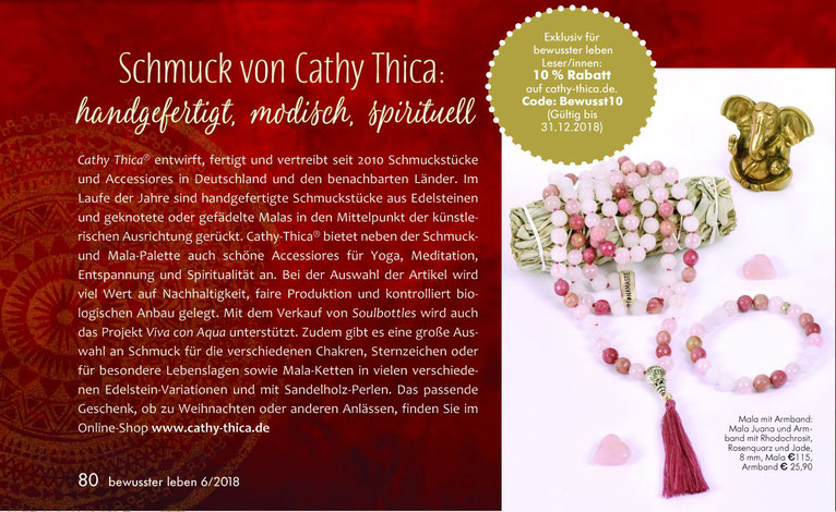 Presse Artikel Magazin Bewusst Leben über Cathy Thica 