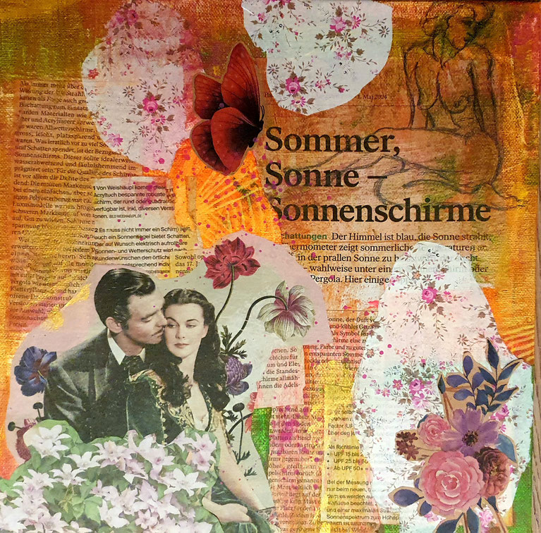 Sommer, 30/30 cm, Mischtechnik auf Leinwand, 2025