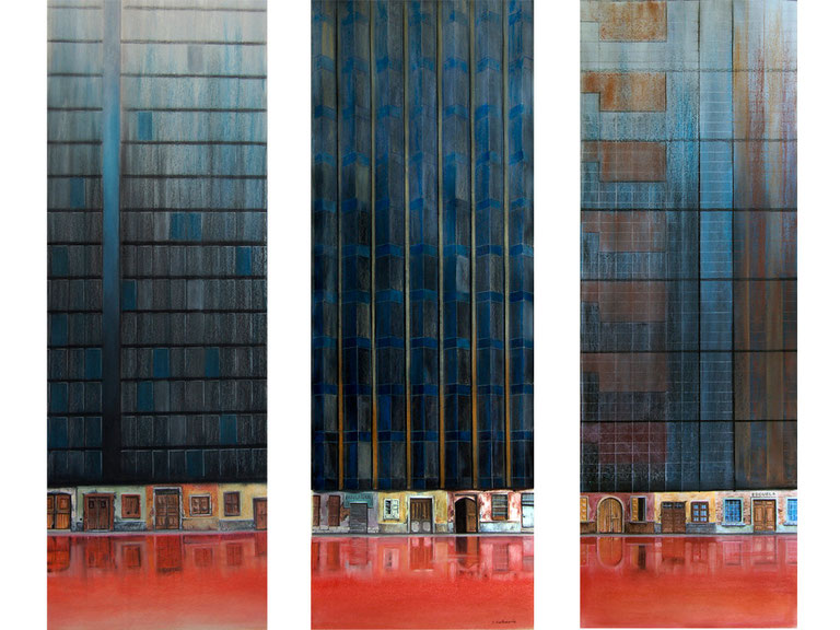 Cimientos 2014, pastel sobre papel 95x33cm