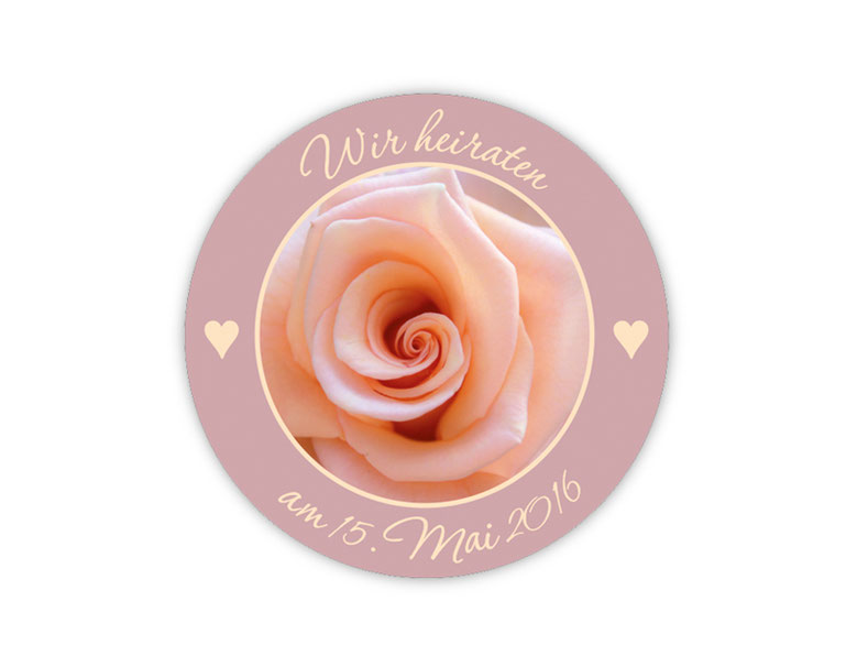 personalisierbare Hochzeitsaufkleber mit Foto - Rose - für Verlobungen, Hochzeiten, Familienfeiern, Gastgeschenke, Einladungen, Dankesbriefe