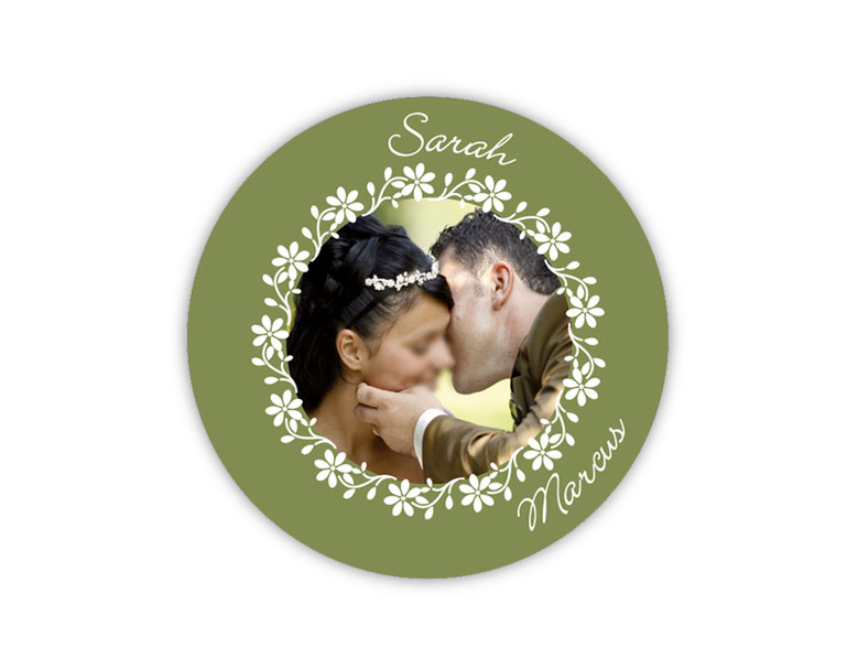 personalisierbare Hochzeitsaufkleber - Blumenornamente mit Foto - für Verlobungen, Hochzeiten, Familienfeiern, Gastgeschenke, Einladungen, Dankesbriefe