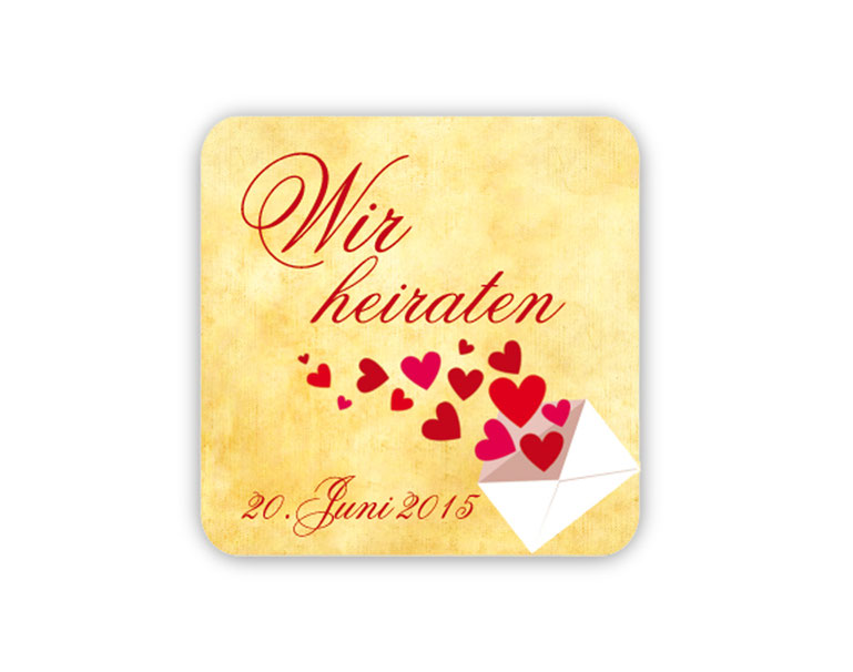 personalisierbare Hochzeitsaufkleber - Liebesbrief mit Herzchen - für Verlobungen, Hochzeiten, Familienfeiern, Gastgeschenke, Einladungen, Dankesbriefe