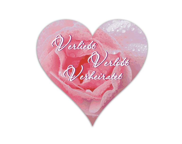 Herzförmige Hochzeitsaufkleber mit Rosenfoto personalisierbar mit Wunschtext - für Verlobungen, Hochzeiten, Familienfeiern, Gastgeschenke, Einladungen, Dankesbriefe