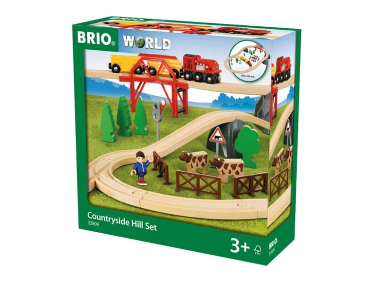 Bei der Bestellung im Onlineshop der-Wegweiser erhalten Sie das Holzeisenbahnset "Landleben" 36-teilig vom Hersteller Brio.