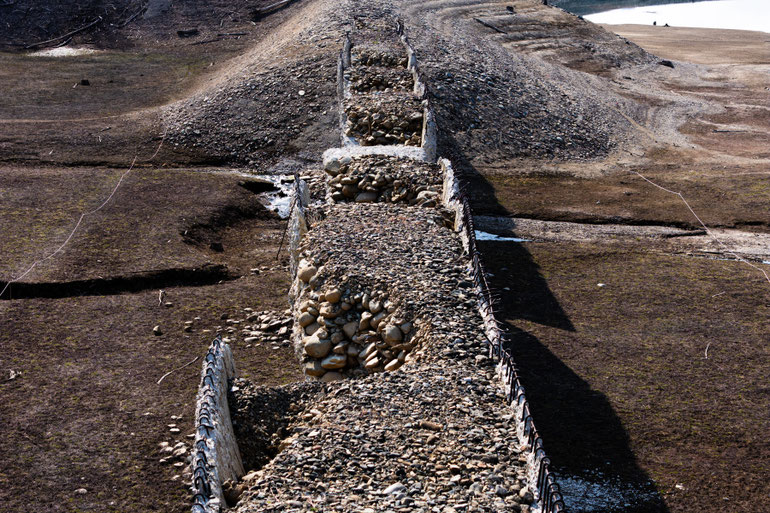 2024 — The former railway alignment crossing the bridge amid progressive structural collapse.