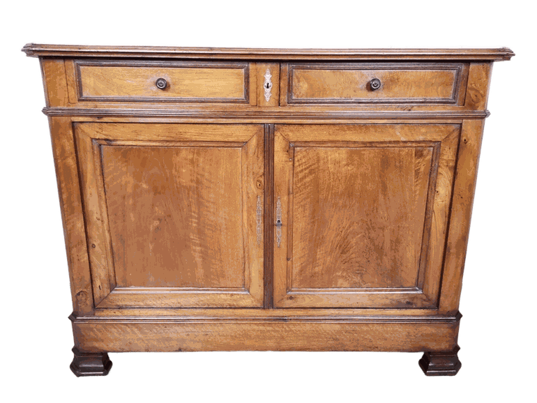 :CREDENZA IN NOCE MASSELLO LUIGI FILIPPO CON PIANO MARMO INCASSATO INTEGRA E ORIGINALE EPOCA XIX SECOLO NAPOLEONE III, ALT. CM. 102 LARG.CM. 134 PROF.CM. 52 
