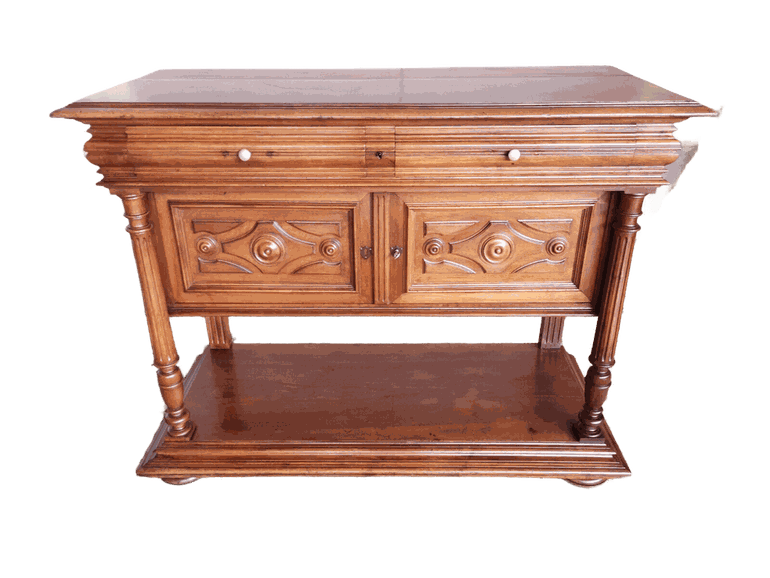 CONSOLE DESSERTIERA IN NOCE ORIGINALE DI EPOCA XIX SECOLO NAPOLEONE III FRANCIA RESTAURATA
