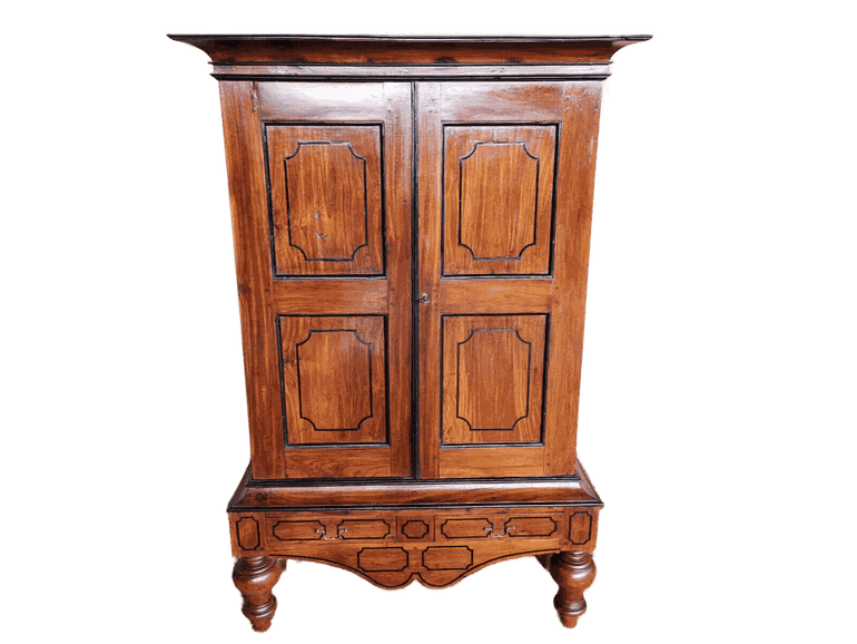 CREDENZA LIBRERIA IN LEGNO DI NOCE MASSELLO E FILETTATURA EBANIZZATA INTEGRA E ORIGINALE DI EPOCA 800', COMPLETA DI SERRATURA E CHIAVE ESEGUITO RESTAURO CONSERVATIVO  ALT.CM. 184 LARG.CM. 122 PROF.CM. 45