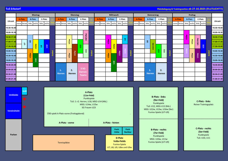 Platzbelegungsplan ab 27.10.2025