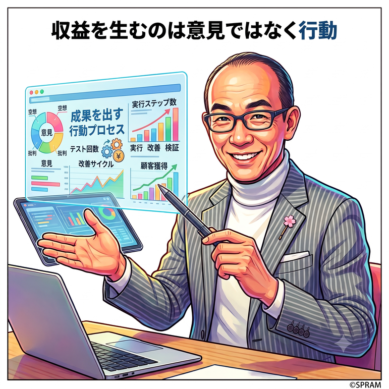 ▲収益を生むのは意見ではなく行動